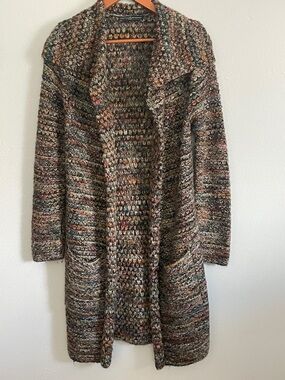Peruvian‎ Connection Alpaca Wool Hand Knit Open Cardigan Size M